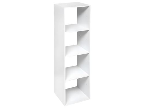 Non Communiqué Blanc Meuble Étagère Colonne 4 Cases De Rangement H 134 Cm