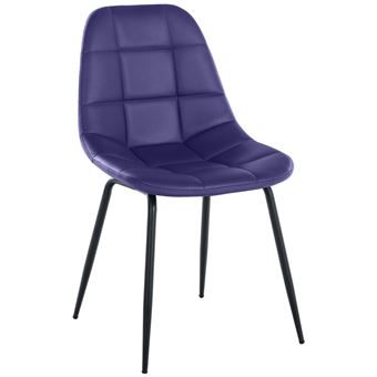 CLP Chaise de salle à manger Tom avec Pieds en métal noir , Violet/Similicuir - 1