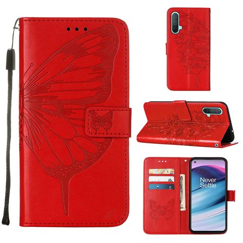 MPFRANCE Housse pour OnePlus Nord CE 5G Rouge [Papillon V3]