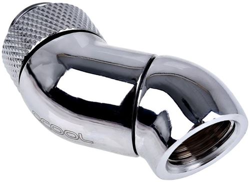 Alphacool Argent Eiszapfen Connector Series Double 45° Angle Adapter - Adaptateur De Montage En Angle De Système De Refroidissement Liquide - Nickel É - Image 3