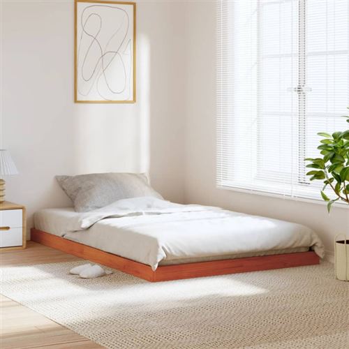 vidaXL Cadre de lit sans matelas cire marron 120x190cm bois pin massif