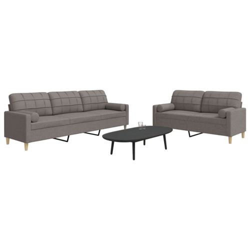 Non Communiqué Taupe Ensemble De Canapés 2 Pcs Avec Coussins Décoratifs Tissu