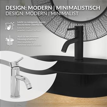 Robinet Salle Bain, Robinet Lavabo Pivotant 360, Mitigeur Lavabo Bec Haut,  Robinet Pour Salle De Bain Ou Petite Cuisine, Noir Mat