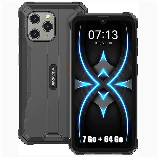 Smartphone Robuste Blackview BV5200 Pro 6,1 7Go+64Go/TF 512Go 13MP+8MP 5180mAh Android 12 IP68&IP69K NFC/Face ID/Dual SIM 4G+5G Wi-FI - Noir