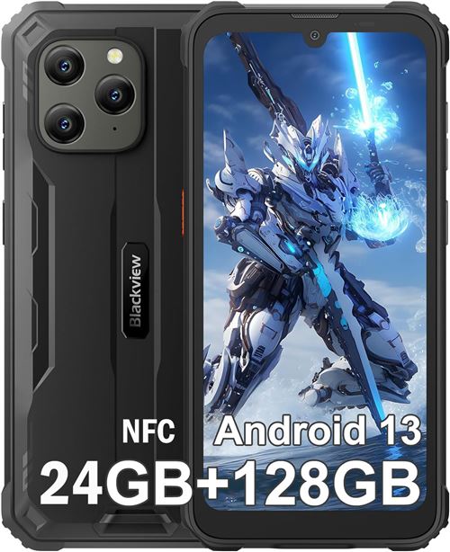 Blackview BV5300Plus Téléphone Portable Incassable,Android 13 Smartphone 4G Écran 6.1 HD+,128Go ROM/SD 2To,6580mAh,Double SIM,Caméra 13MP NFC/IP69K/Face ID/GPS/OTG - Noir