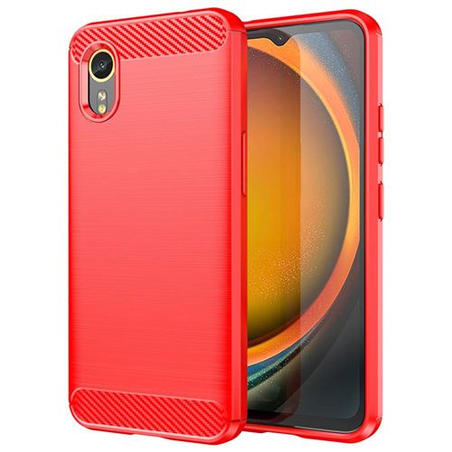 Coque pour Samsung Galaxy Xcover 7 - housse etui silicone gel carbone + film ecran - ROUGE - htdmobiles