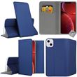 Housse pour Apple iPhone 13 / 14 - etui coque pochette portefeuille + verre trempe - BLEU MAGNET - htdmobiles