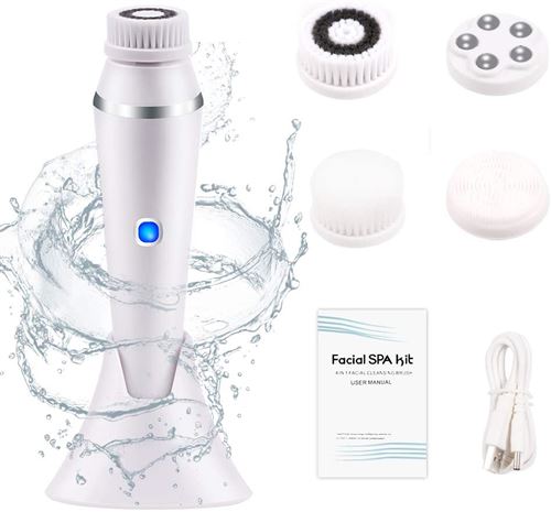 CHENYAO(MY0009) 4 en 1 Brosse Nettoyante Visage Électrique, 3 Modes de Vitesse, Rechargeable(blanc)