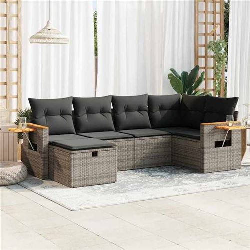 Vidaxl Grise Salon De Jardin 6 Pcs - Image 3