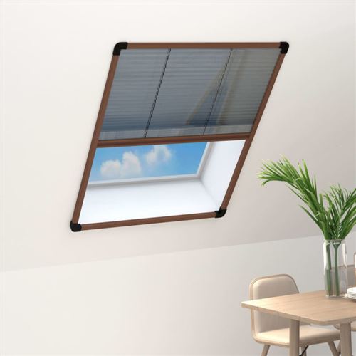 vidaXL Moustiquaire plissée pour fenêtre Aluminium Marron 80x120 cm