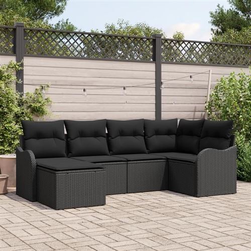 vidaXL - Ensemble de canapé de jardin - 6 pièces - Noir - Image 2