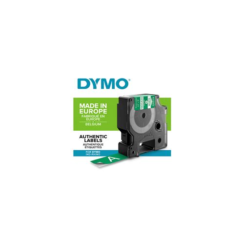 DYMO Rhino - Etiquettes Industrielles Vinyle 19mm x 5.5m - Blanc sur Vert