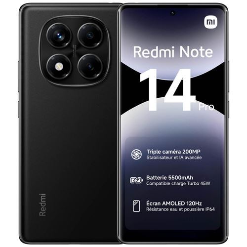 Smartphone Xiaomi Note 14 Pro noir RAM 12 Go stockage 512 Go État correct - N/A reconditionné disponible sur Fnac