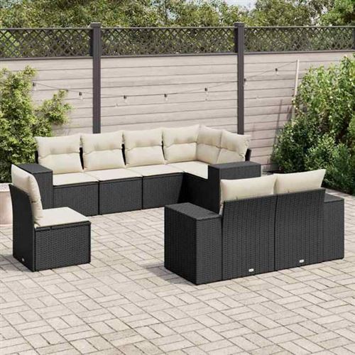 Non Communiqué Noir Salon De Jardin Modulable Vidaxl Resine Tressee 8 Pieces X 83 X 69 8 Personnes