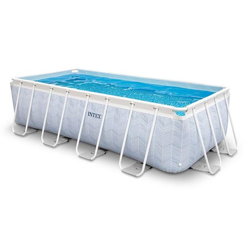 Kit piscine tubulaire Intex Chevron rectangulaire 4,00 x 2,00 x 1,00 m + 6 cartouches de filtration + Bâche à bulles + Bâche de protection