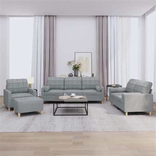 Vidaxl Gris/Clair Ensemble De Canapés 4 Pcs - Image 2