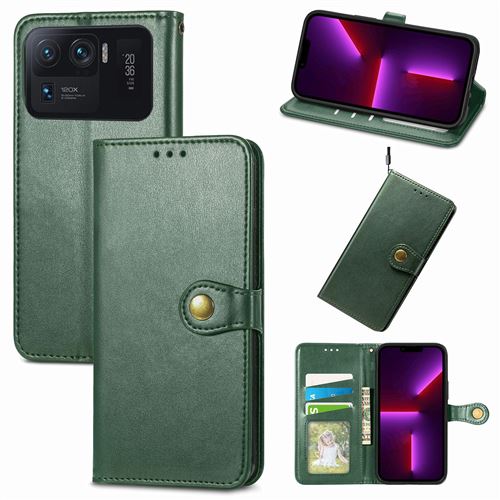 MPFRANCE Housse pour Xiaomi Mi 11 Ultra Vert [Porte Carte, etui portefeuille, boucle]