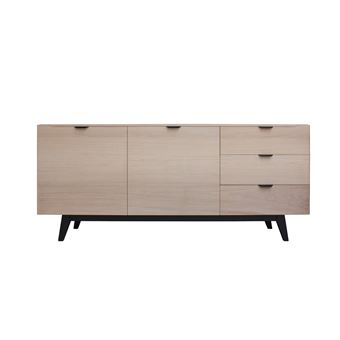 Buffet PIROTAIS chêne blanchi et laqué 2 portes 3 tiroirs - 185L x 48P - 1