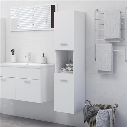 Armoire de salle de bain 30x30x130 cm Aggloméré Blanc