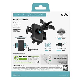 Support voiture avec clip à vis pour les bouches d'aérations - SBS