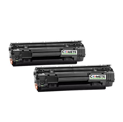 COMETE - 35A - 2 Toners Compatibles HP 35A CB435A - Noir - Marque française