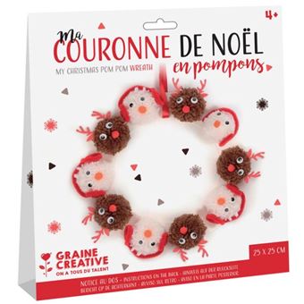 Kit Couronne de Noël en pompons - 25 cm de diamètre