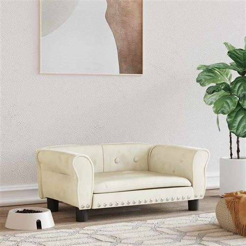 Comparer les prix de vidaXL Lit pour Chien, Canapé pour Animaux de Compagnie avec Cadre en Bois, Panier pour Chiots Maison Intérieur, Crème 70x45x30 cm Velours