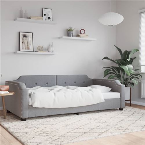 vidaXL - Canapé-lit - Tissu - 90x190 cm - Gris clair - Image 2