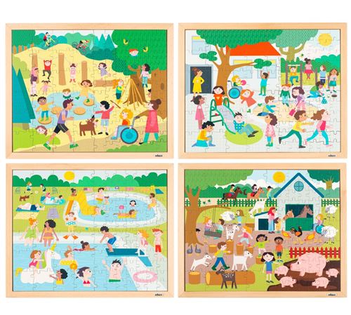 Puzzle En Bois - Faire Le Puzzle Ensemble - Set De 4 - Jeu Montessori