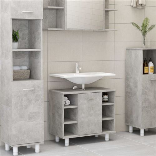 vidaXL Armoire de salle de bain Gris béton Bois d’ingénierie