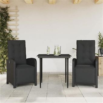 vidaXL Ensemble de Bistro avec Coussins 3 pcs, Table et Chaises de Jardin, Ensemble de Meubles d'Extérieur Balcon, Moderne, 3212528 - 1