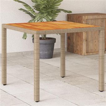 Table De Jardin VidaXL - Dessus Verre Trempé, Structure Résine Tressée Noire, Cadre Acier - Pour Terrasse, Patio