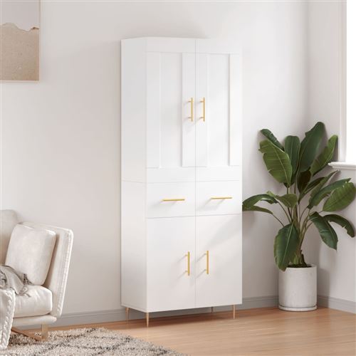 Non Communiqué Blanc Vidaxl Buffet Haut, Armoire De Rangement Avec Pieds, Meuble De Rangement, Organisateur Salon Salle De Séjour, Industriel, Bois D'ingénierie