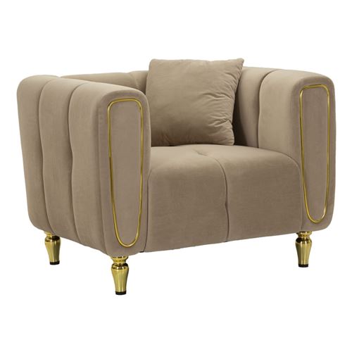GENERIQUE - Fauteuil de salon - Alma - Velours - Gris - 97cm - Image 2