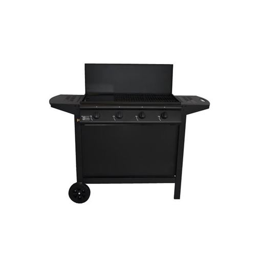 Non Communiqué Noir Barbecue Gaz Grill Garden 4 Brûleurs Plancha Chariot