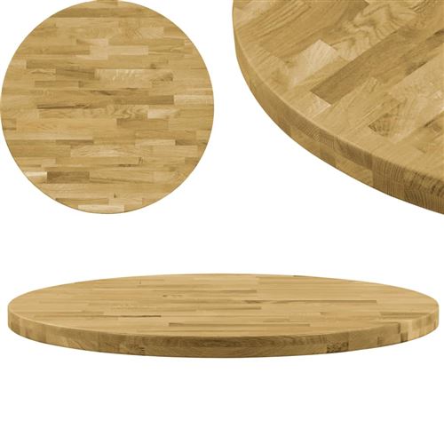 vidaXL Dessus de table Bois de chêne massif Rond 44 mm 700 mm