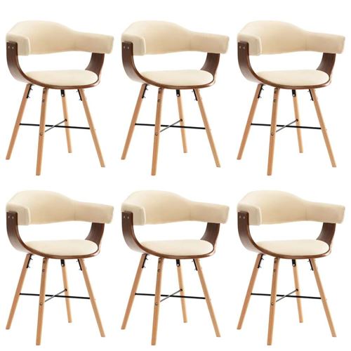 vidaXL Chaises de salle à manger 6 pcs Crème Similicuir et bois courbé