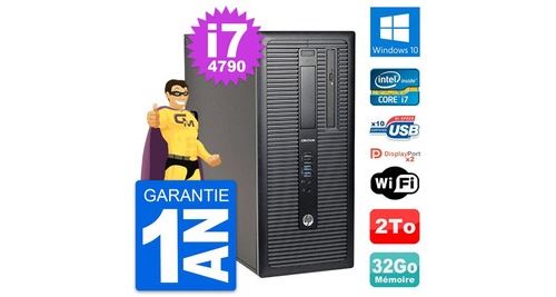 Pc tour hp elitedesk 800 g1 intel i7-4790 ram 32go disque 2to windows 10 wifi