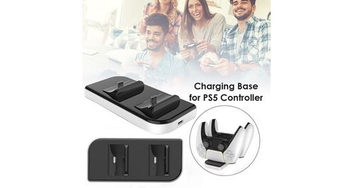 Support d accessoires de support chargeur portable mince à deux ports usb c pour ps5 - noir