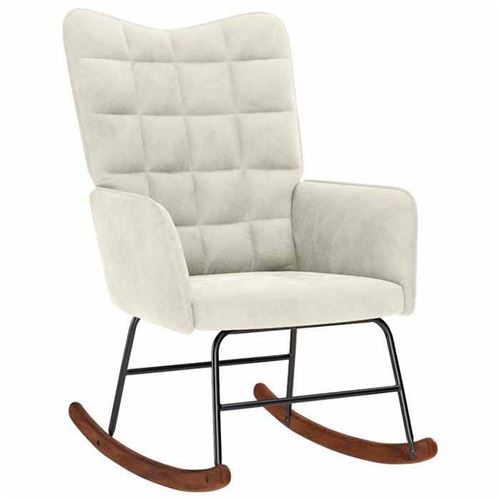 vidaXL - Chaise à bascule - Velours - Crème - Image 2