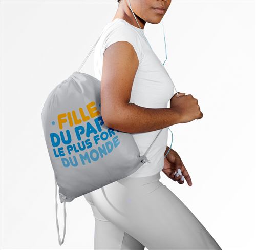 Fabulous Sac de Gym en Coton Gris Fille du Papa le plus fort du