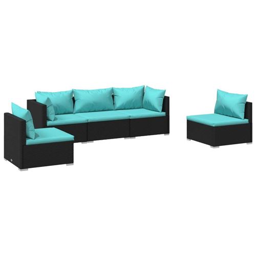 Non Communiqué Bleu Salon De Jardin Vidaxl Resine Tressee 5 Pieces 5 Personnes