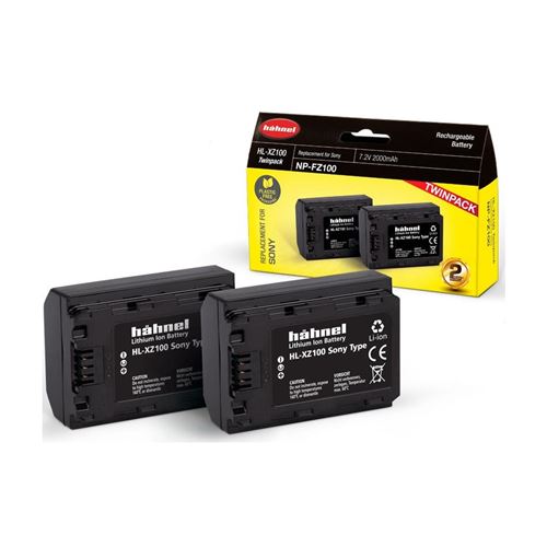 Hähnel Fototechnik HL-XZ100, 2er Batterie pour appareil photo Remplace laccu dorigine NP-FZ100 7.2 V 2000 mAh