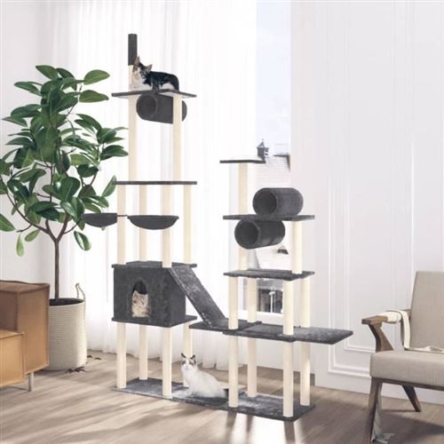 Mercatoxl - Arbre &agrave; chat avec griffoirs en sisal Gris fonc&eacute; 279 cm