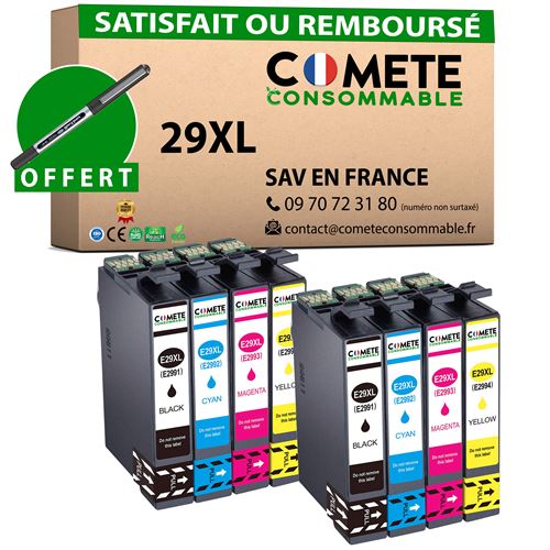 COMETE CONSOMMABLE COMETE - 29XL - 8 Cartouches d'encre Compatibles Epson 29XL - Marque fran&ccedil;aise