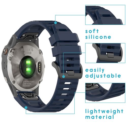 Bracelet silicone pour Garmin Fenix 6 / 6 Pro Bleu foncé iMoshion -  Accessoires bracelet et montre connectée - Achat & prix