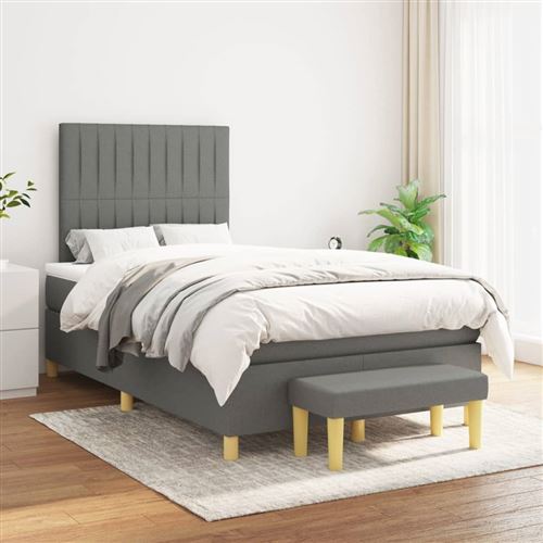 vidaXL Sommier à lattes de lit avec matelas Gris foncé 120x200cm Tissu3137302