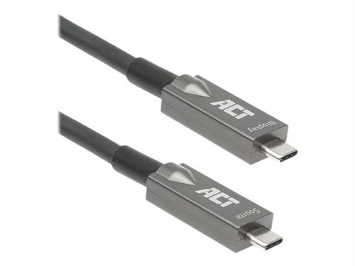 ACT - Câble USB - USB-C (M) pour USB-C (M) - USB 3.2 Gen 2 - 20 V - 3 A - 5 m - Active Optical Cable (AOC), USB Power Delivery (60W), prise en charge de 4K60Hz (3 840 x 2 160) (DP) - noir
