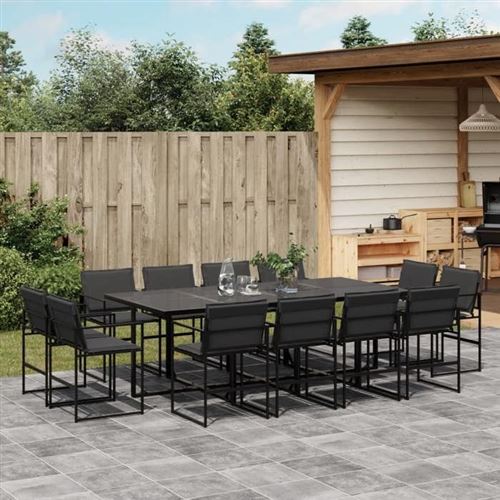 Non Communiqué Noir Vidaxl Ensemble À Manger De Jardin Avec Coussins 13 Pcs Textilène, Ensemble À Manger D'extérieur 3295080