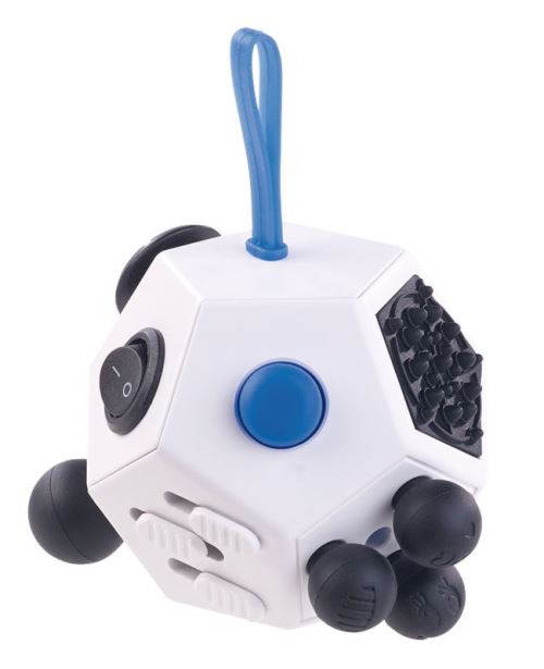 Dé antistress 12 fonctions - blanc et bleu